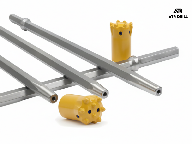 Taper Rods and Taper Bits for Top Hammer Drilling